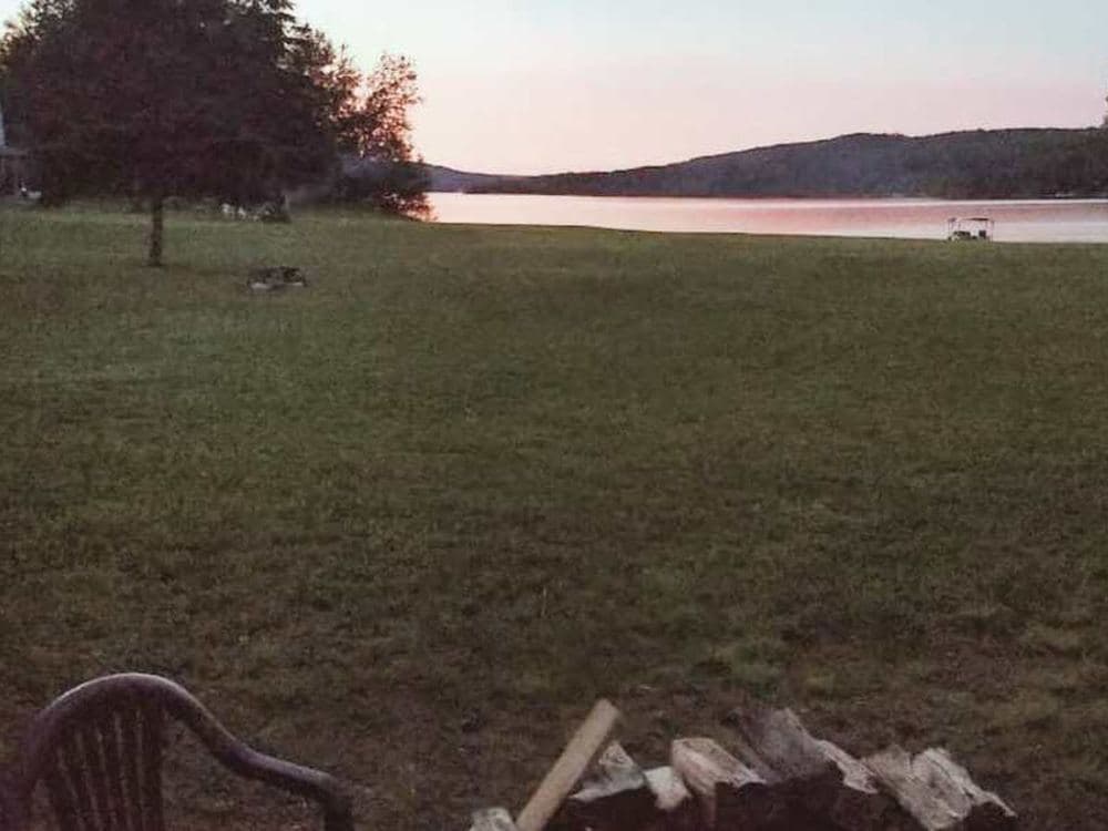 Evenings by the fire at Eagles Landing Lakeside Cottages.